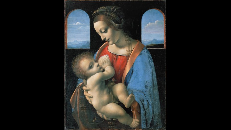 &nbsp;Madonna Litta: tempera su tavola (42x33 cm) attribuito generalmente a Leonardo da Vinci, ma eseguito in gran parte da uno dei suoi allievi, forse Giovanni Antonio Boltraffio o Marco d'Oggiono, su un probabile originale perduto del maestro; databile al 1490 circa, &egrave; conservato nel Museo dell'Ermitage a San Pietroburgo e attribuito al genio