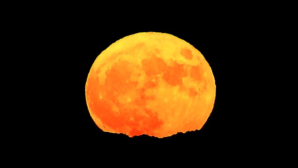 La 'Super Luna' vista da Marsiglia. Era dal 1948 che la Luna non si avvicinava cos&igrave; alla terra, a 'soli' 356.509 km. La NASA ha descritto il fenomeno come &quot;un'extra-supermoon&quot; (foto Afp)