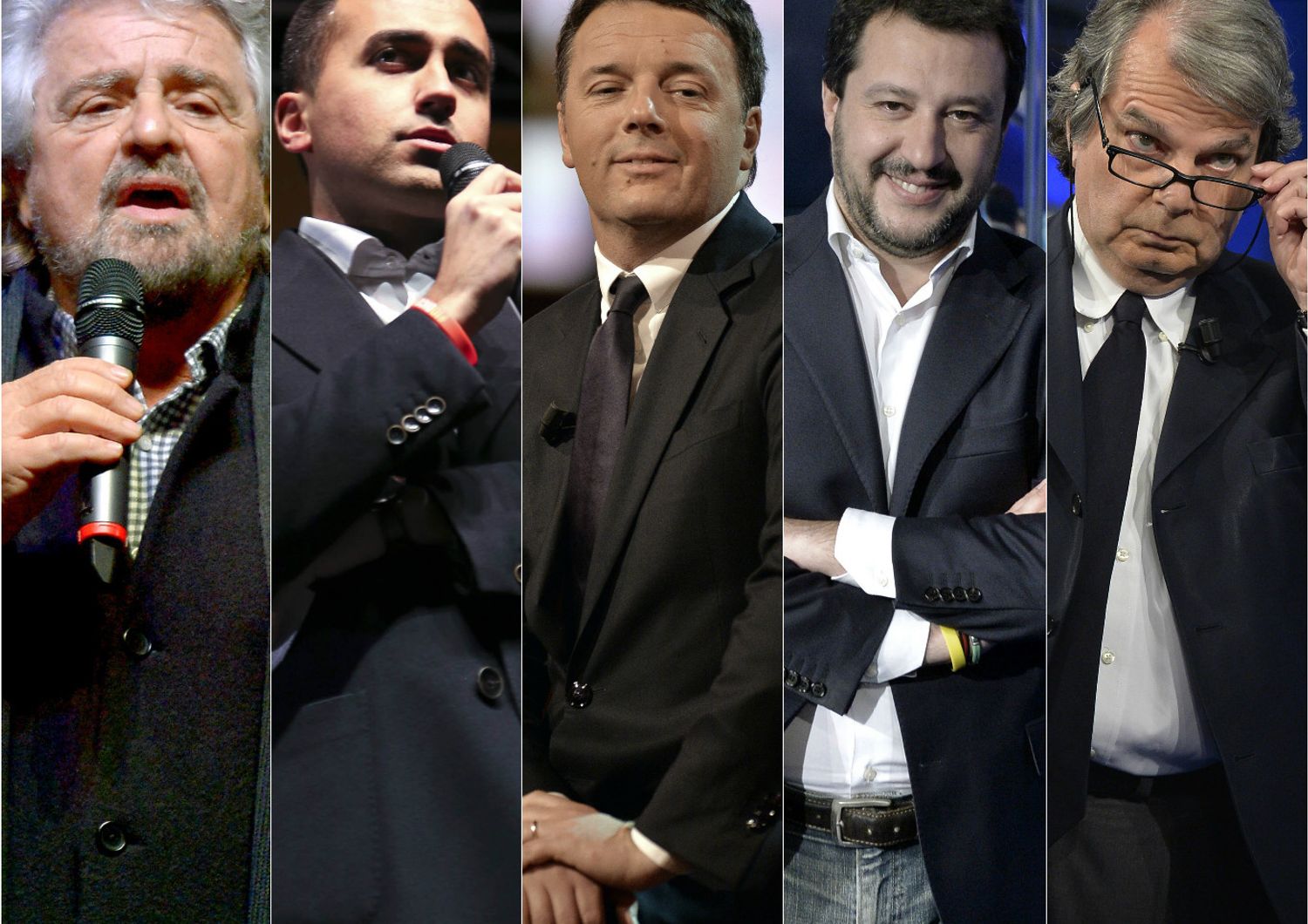 Grillo, Di Maio, Renzi, Salvini, Brunetta composit