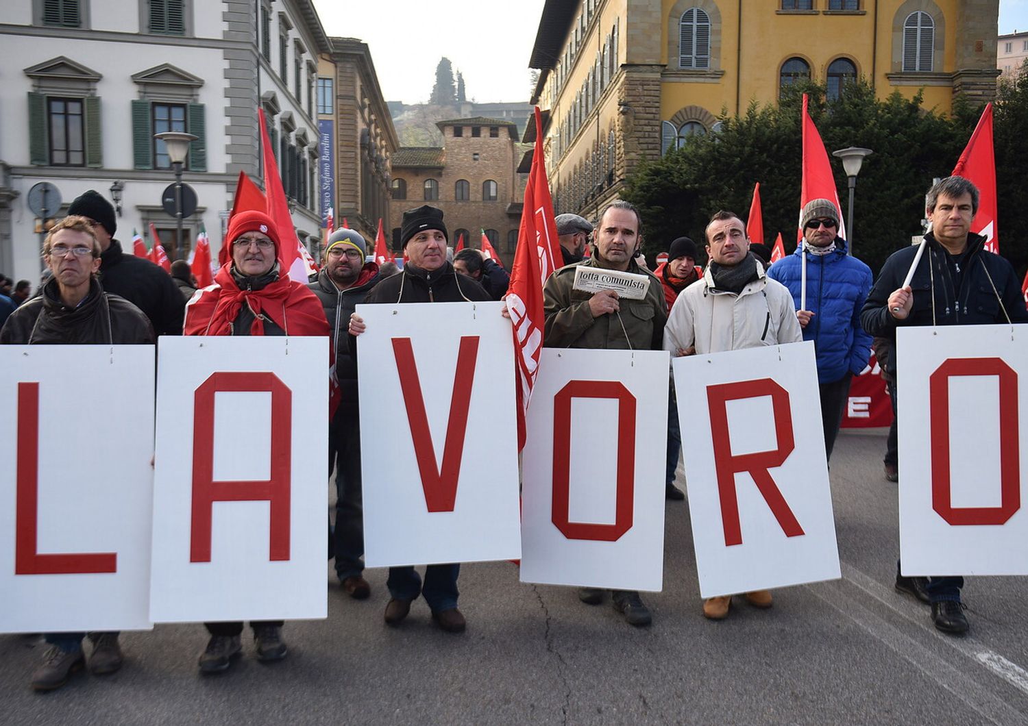 Lavoro, occupazione, jobs act, lavoratori, manifestazione, protesta, riforma lavoro (foto Agf)