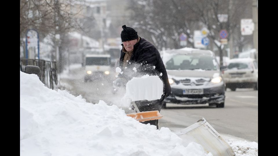 Neve a Sofia, Bulgaria (foto Afp)