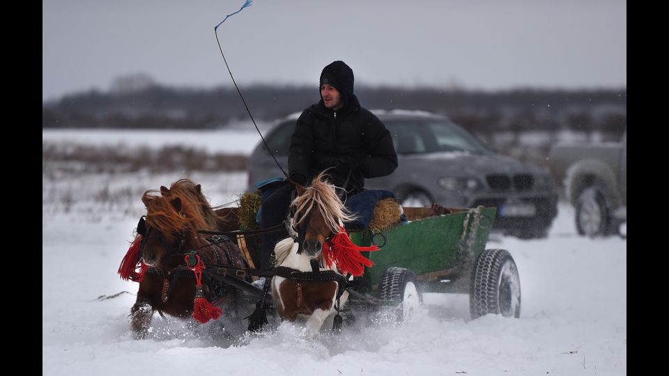&nbsp;Neve in Romania (foto Afp)