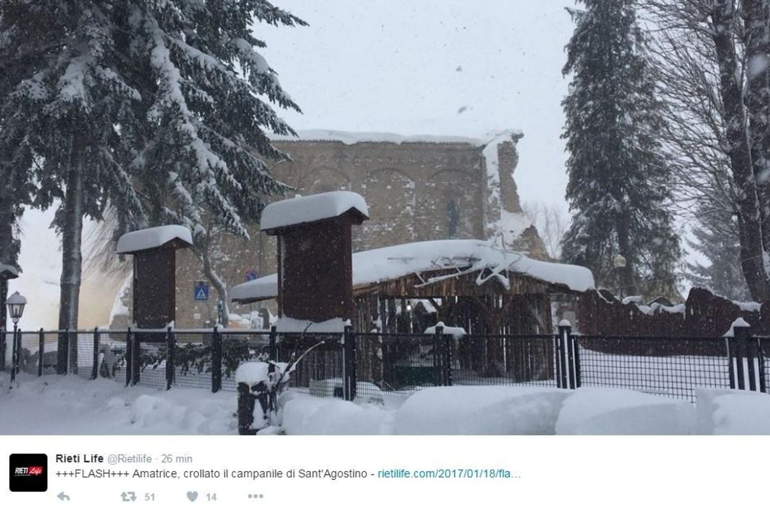 &nbsp;sant'agostino a Amatrice 18 gennaio 2016