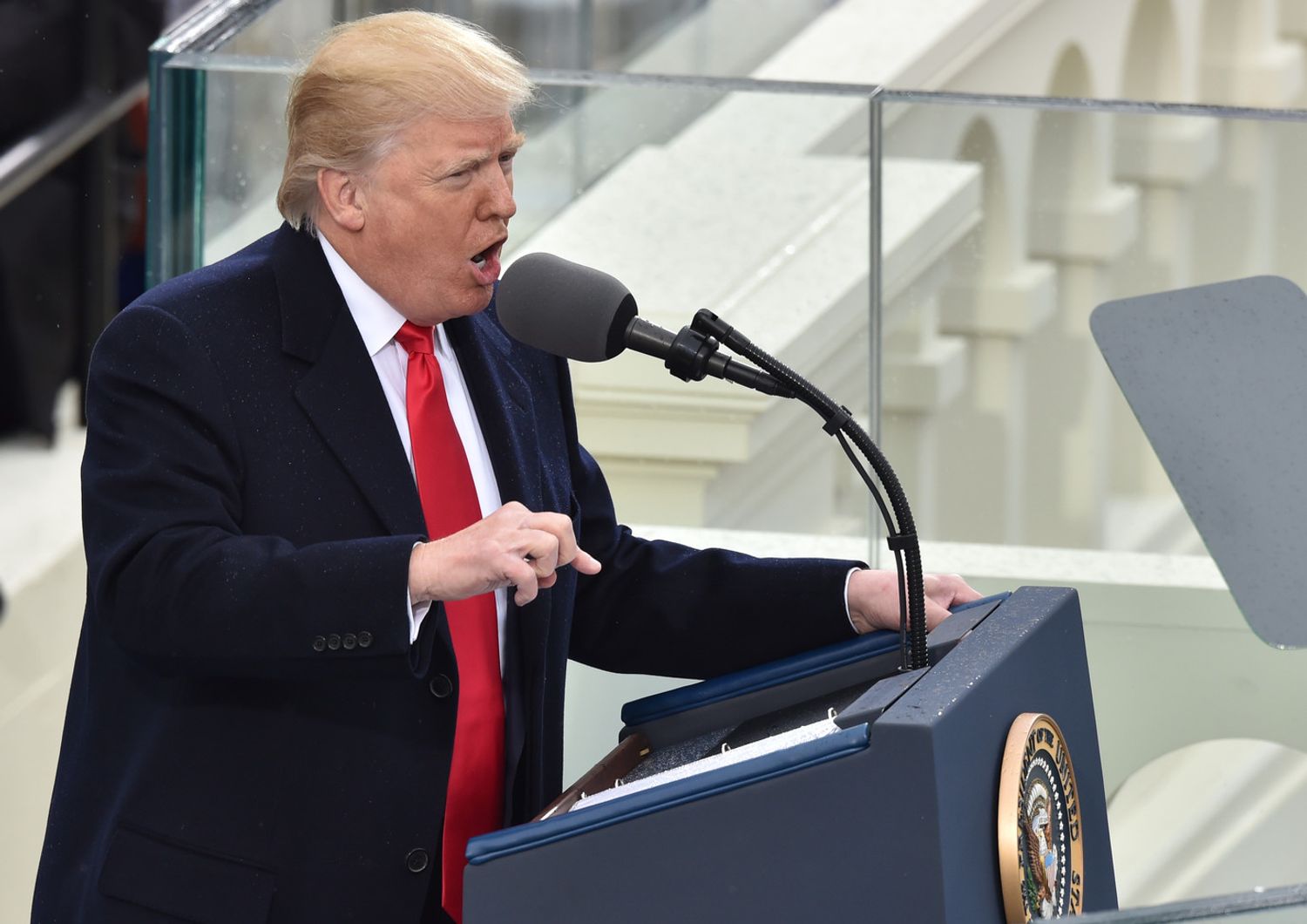 &nbsp;Il discorso inaugurale di Donald Trump dopo l'elezione (Foto Afp)