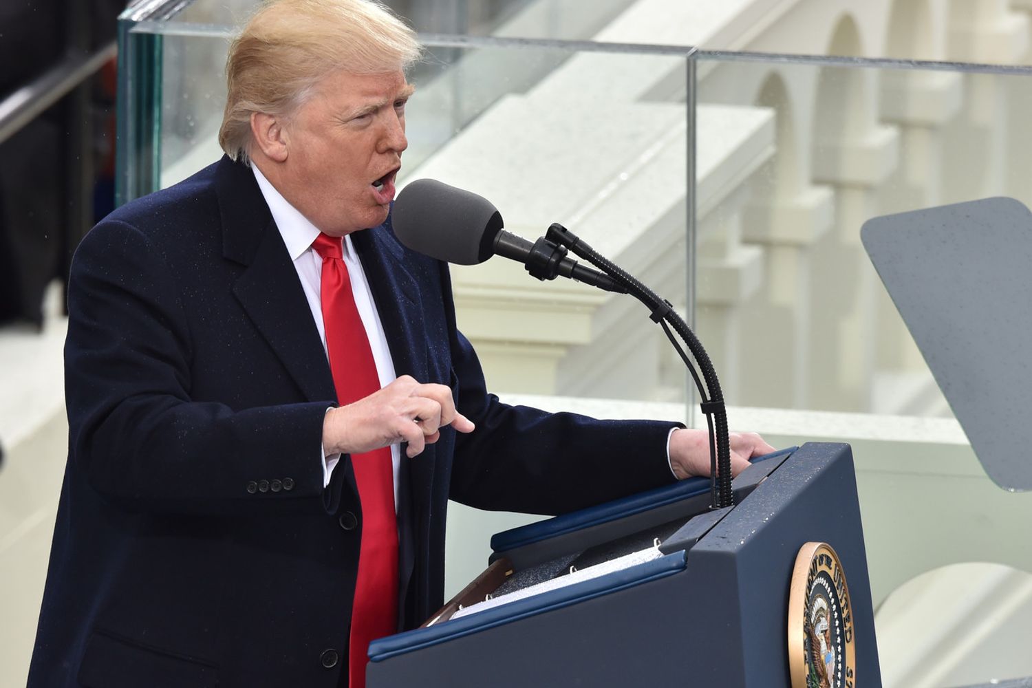 &nbsp;Il discorso inaugurale di Donald Trump dopo l'elezione (Foto Afp)