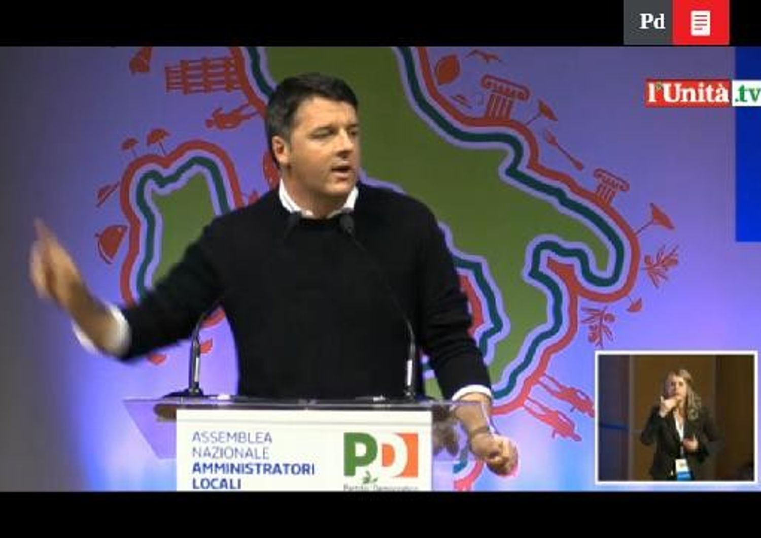 &nbsp;Renzi a Rimini (foto da diretta video unit&agrave;.tv)