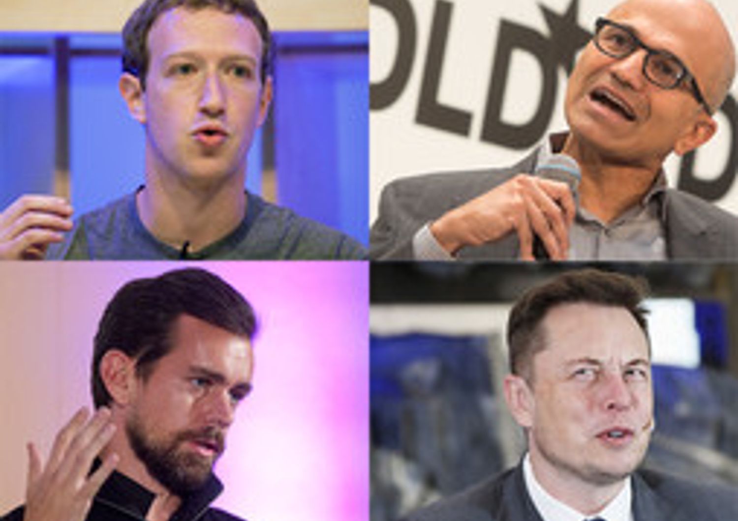 Mark Zuckerberg, Jack Dorsey, Satya Nadalle, Elon Musk &nbsp;
