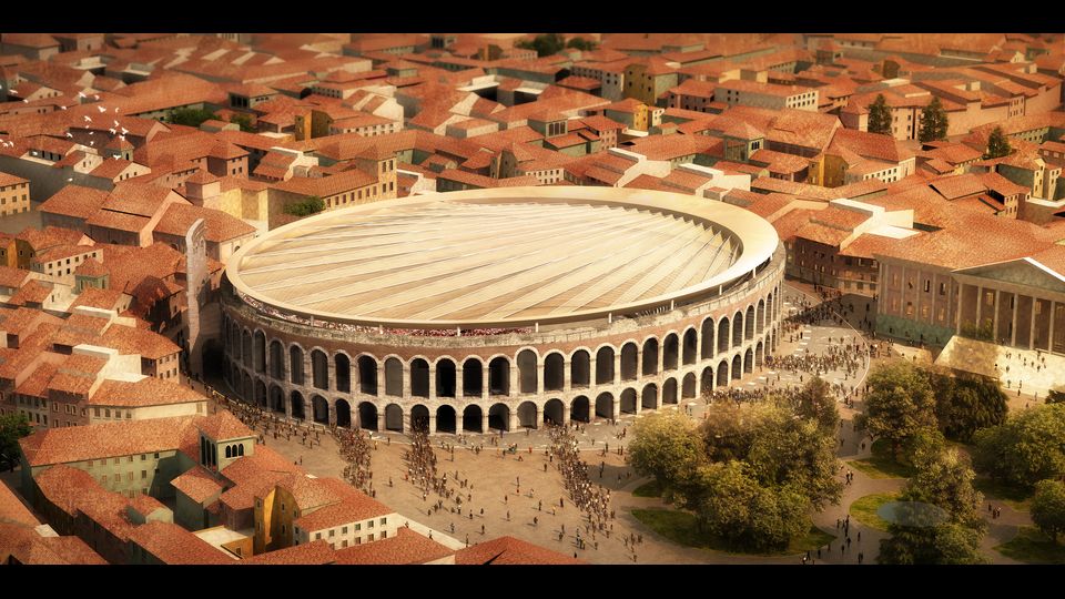 Lo studio di ingegneria tedesco&nbsp;Schlaich Bergermann and partners insieme con gli architetti del&nbsp;gruppo Gerkan Marg and partners ha vinto il concorso di ideeper la copertura dell'Arena di Verona (1 classificato)&nbsp;
