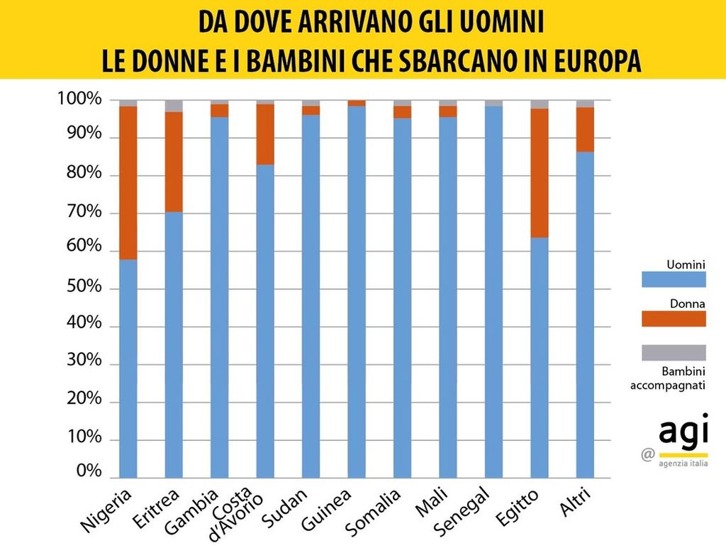 Infografica - da dove arrivano gli uomini le donne e i bambini che sbarcano in europa&nbsp;