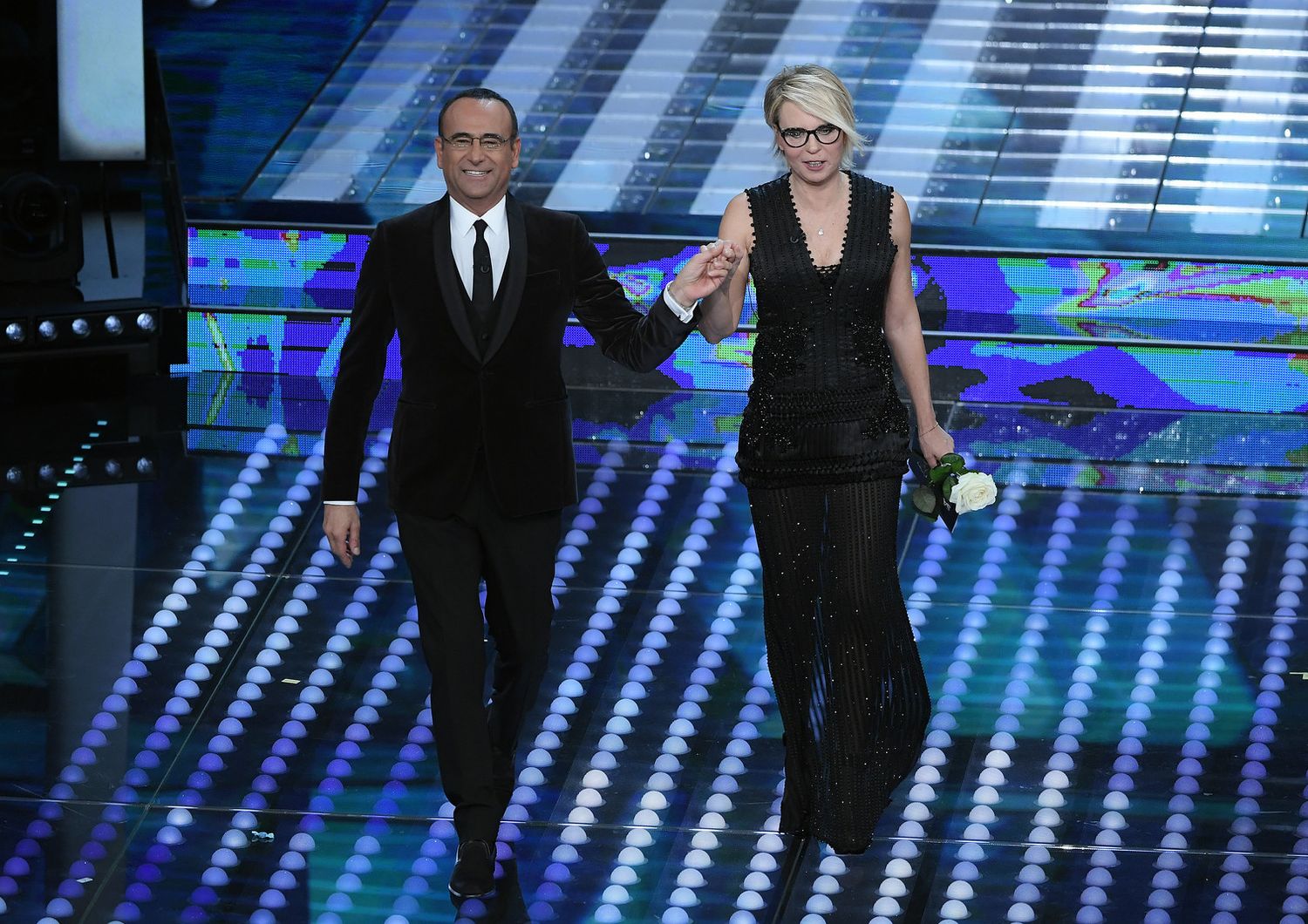 &nbsp;Festival di Sanremo 2017 Carlo Conti e Maria De Filippi (Agf)