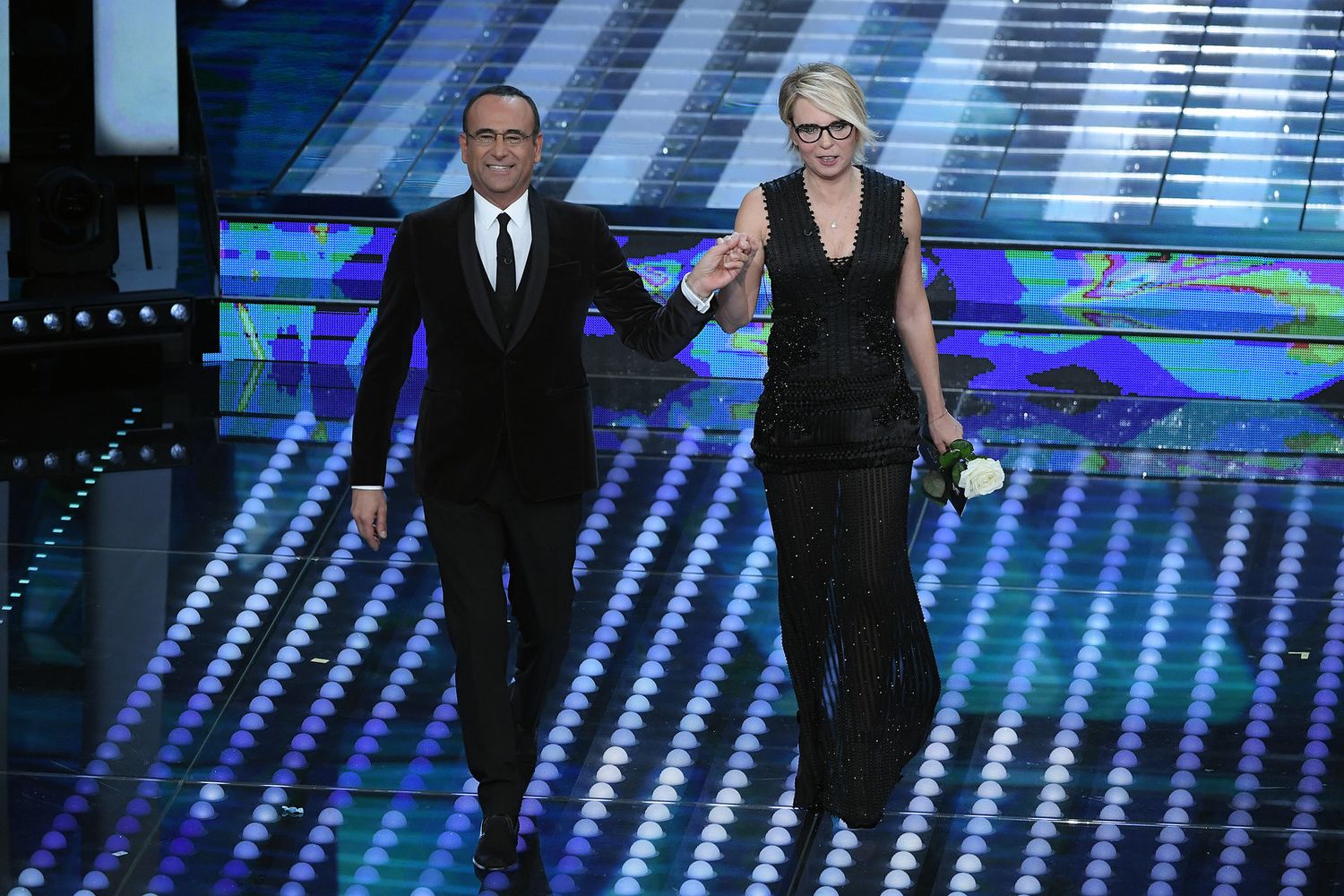 Carlo Conti e Maria De Filippi look nero