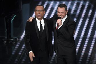 &nbsp;Carlo Conti e Tiziano Ferro (Agf)