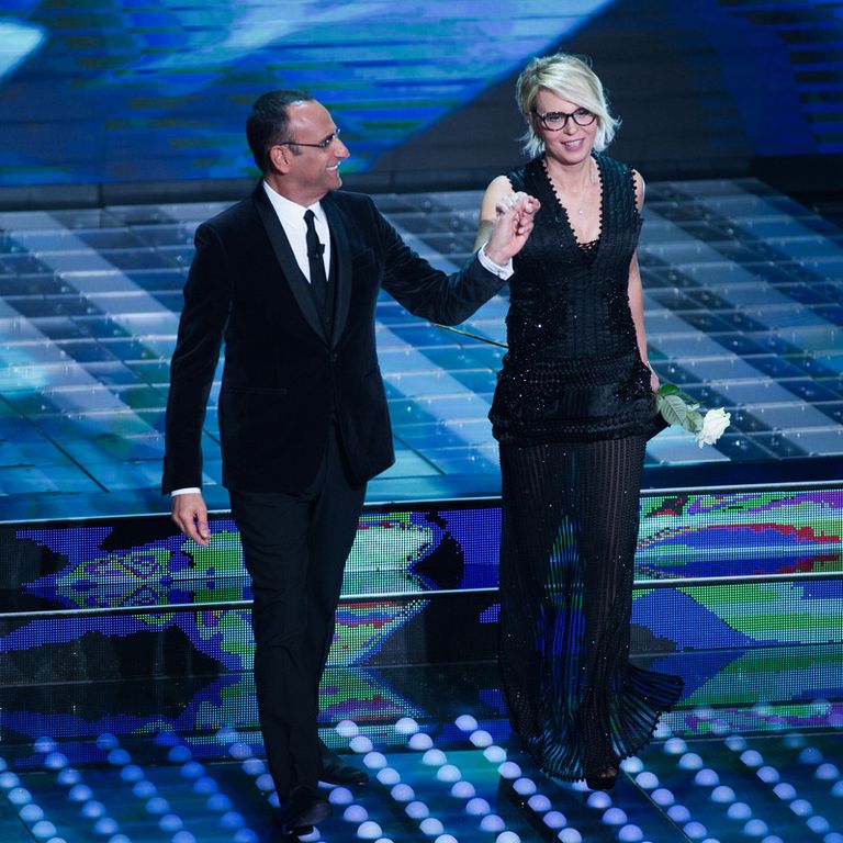 Carlo Conti con Maria De Filippi (Afp)&nbsp;