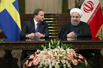 premier svedese Stefan Lofven e presidente iraniano Hassan Rohani (Afp)&nbsp;
