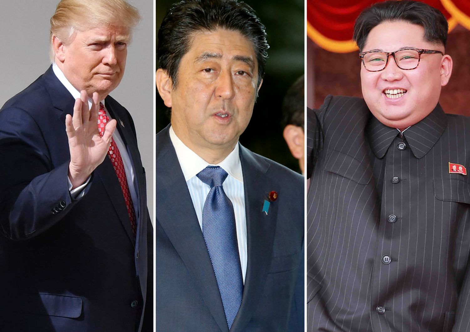 Trump, Shinzo-Abe, Kim Jong-Un