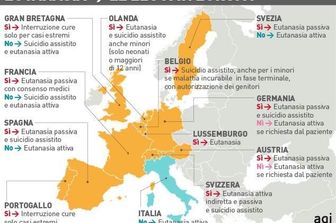 Mappa, dove si pratica l&#39;eutanasia in Europa
