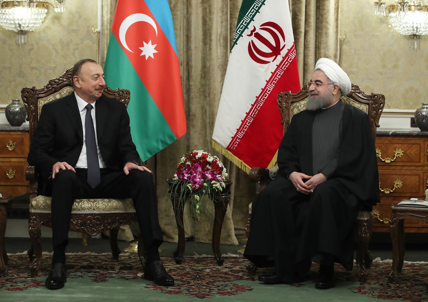 &nbsp;Ilham Aliyev Hassan Rohani (Afp)