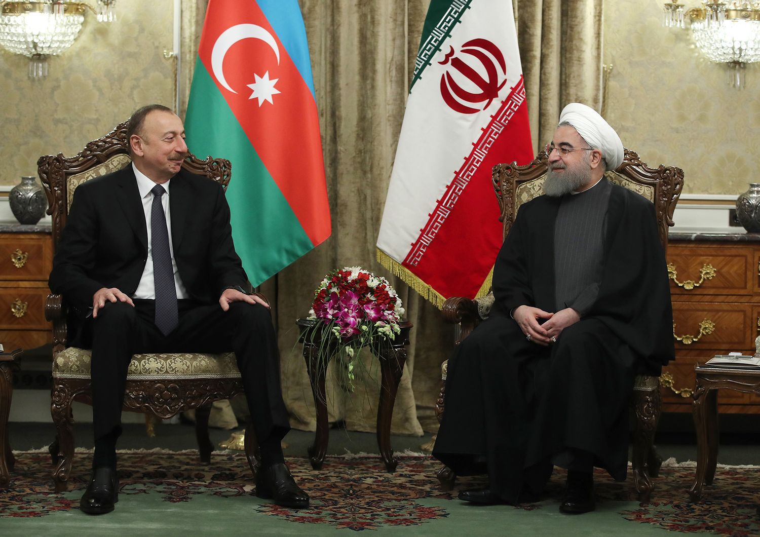 &nbsp;Ilham Aliyev Hassan Rohani (Afp)