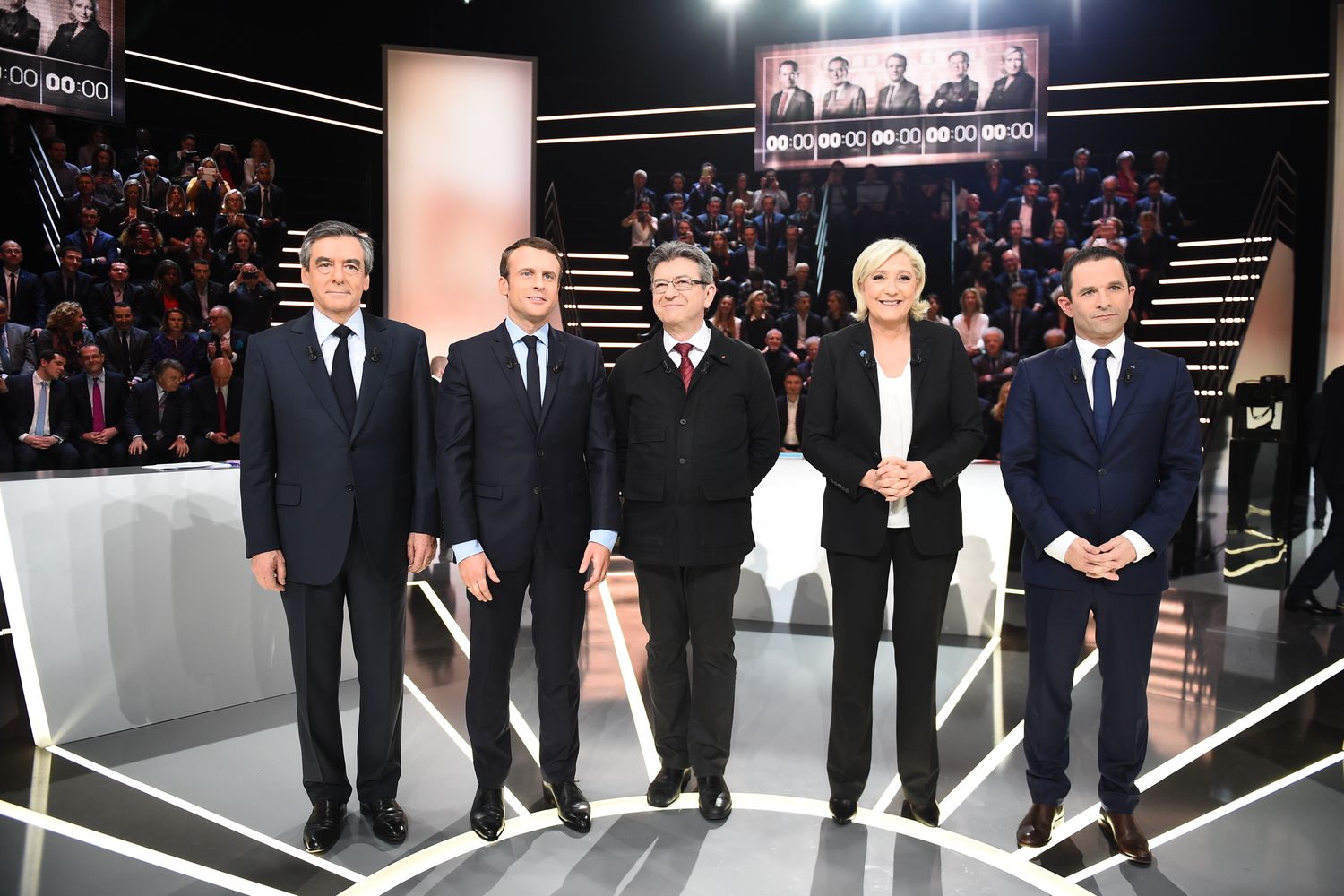 Francois Fillon, Emmanuel Macron, Jean-Luc Melenchon, Marine Le Pen, Benoit Hamon (afp)&nbsp;