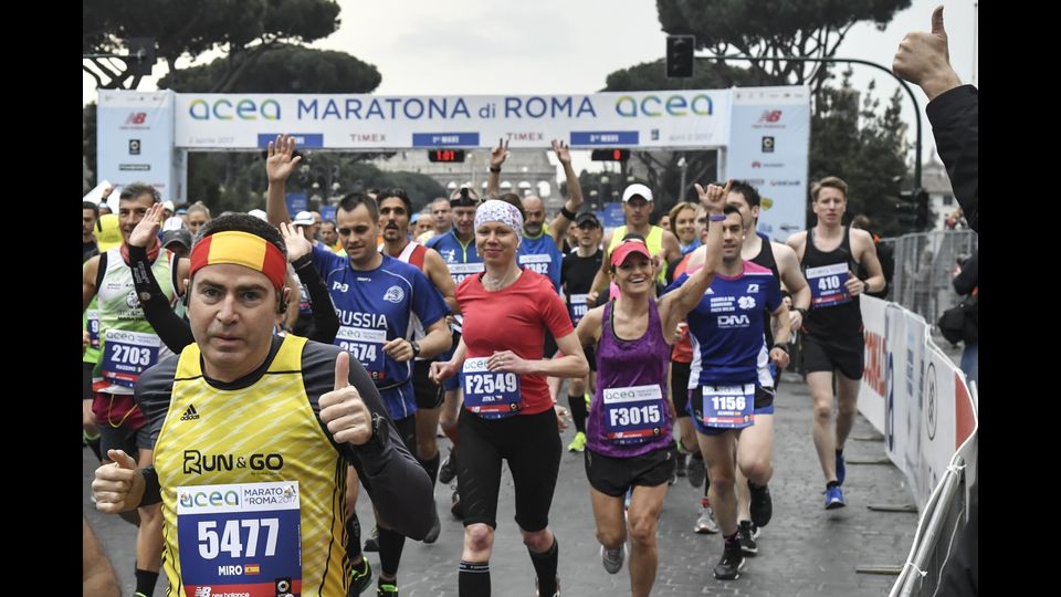 &nbsp;In 16mila alla Maratona di Roma (Afp)