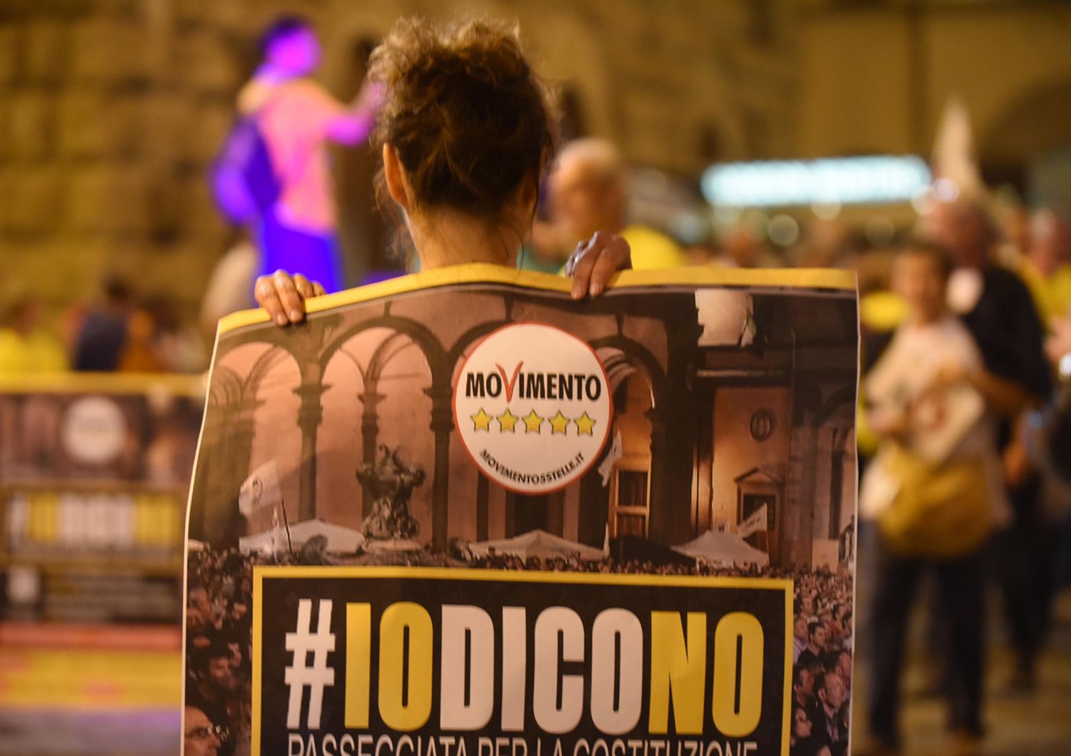 &nbsp;M5s manifestazione, bandiera #iodicono (Agf)