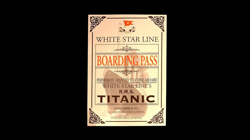 Un fac-simile del biglietto per slaire a bordo del Titanic&nbsp;