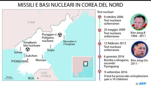&nbsp;Missili e basi nucleari in Nord Corea Infografica