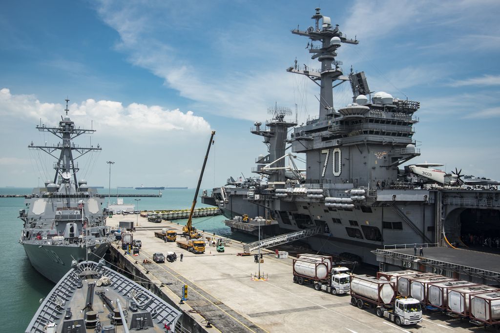 Portaerei USS Carl Vinson, la regina della flotta americana, soprannominata 'Gold Eagle', Aquila Reale. (Afp)&nbsp;