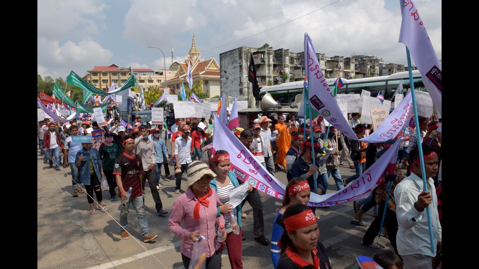Cambogia - Marcia durante la Giornata Internazionale dei Lavoratori a Phnom (Afp)&nbsp;