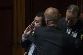 CAMERA, VOTO LEGITTIMA DIFESA: MATTEO SALVINI PROTESTA DALLA TRIBUNA PUBBLICA (Imagoeconomica)&nbsp;