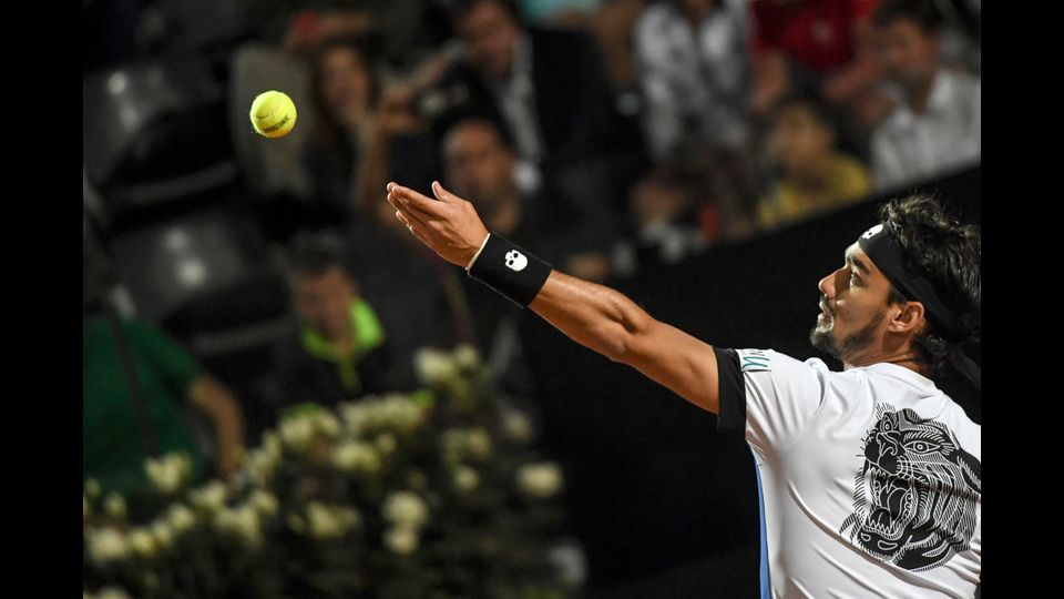 &nbsp;Fabio Fognini durante il match del torneo di tennis ATP Roma, &nbsp;al Foro Italico di Roma (Afp)&nbsp;