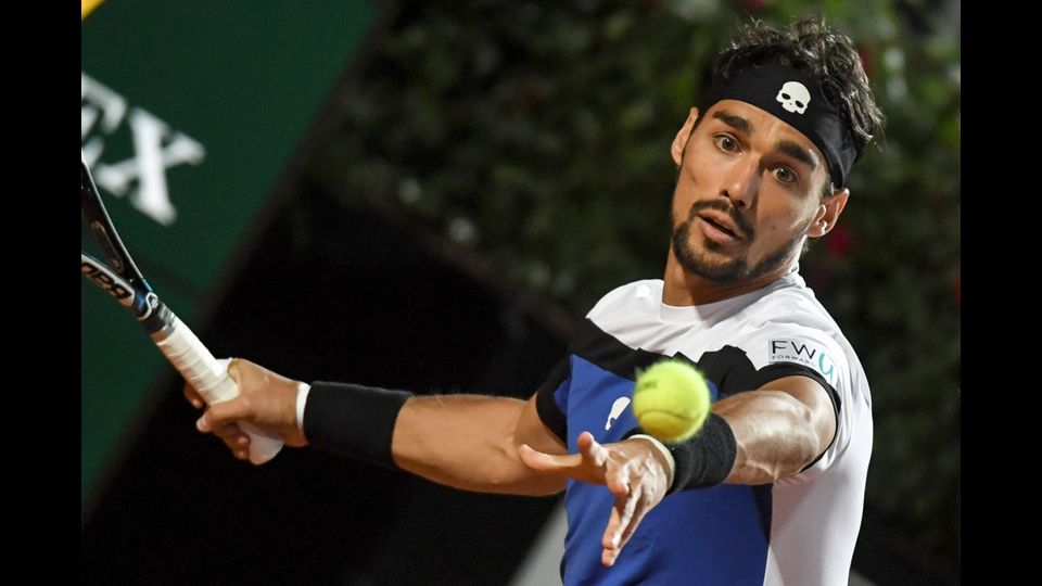 &nbsp; Fabio Fognini durante il match del torneo di tennis ATP Roma, &nbsp;al Foro Italico di Roma (Afp)&nbsp;