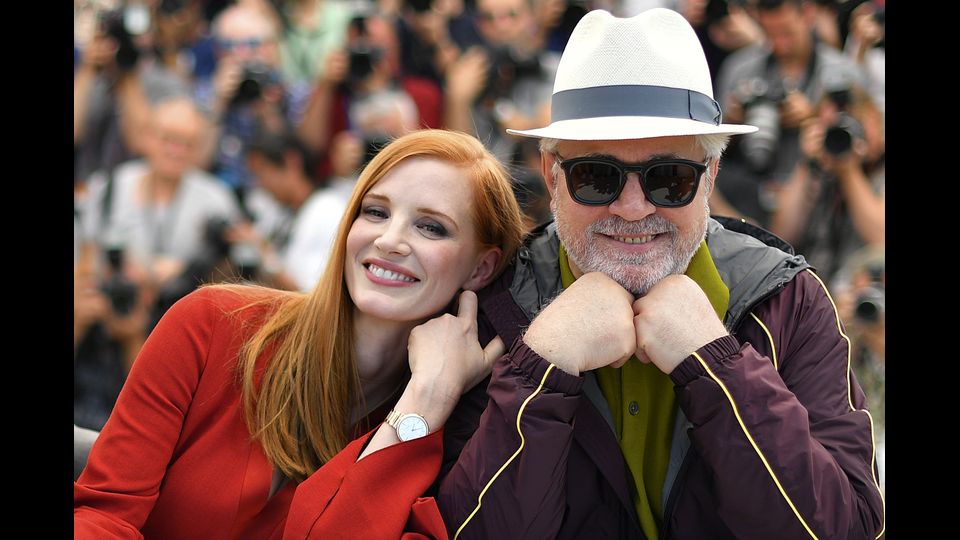 &nbsp;Pedro Almodovar e Jessica Chastain (Afp)