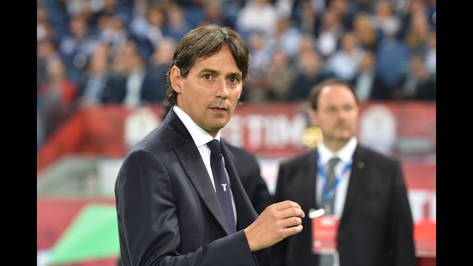 L'allenatore della Lazio, Simone Inzaghi. A fine gara ha riconosciuto la forza degli avversari anche se ha recriminato per il palo colpito da Keita a inizio partita (Afp)
