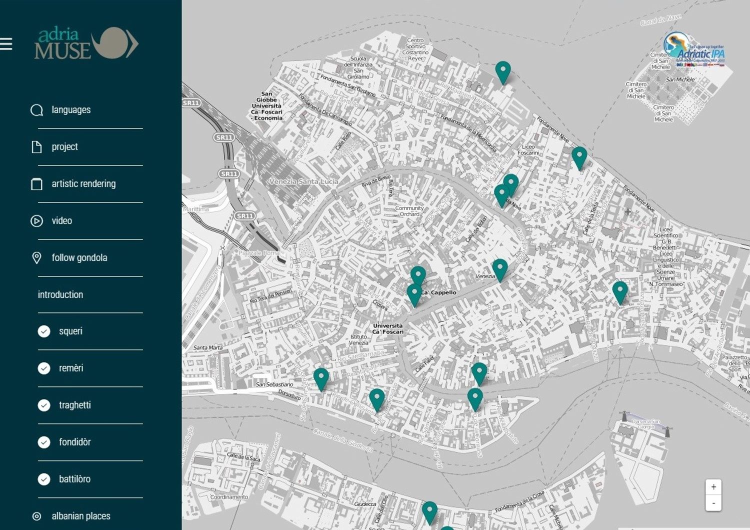 &nbsp;mappa interattiva di Venezia