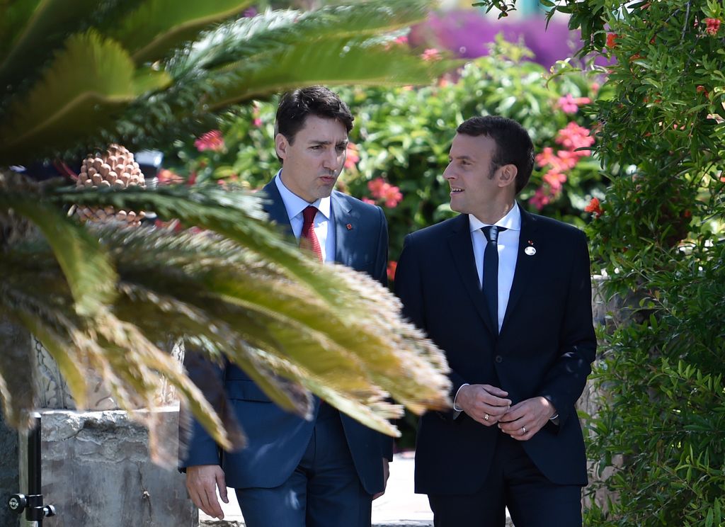 Il primo ministro canadese Justin Trudeau e il presidente francese Emmanuel Macron&nbsp;