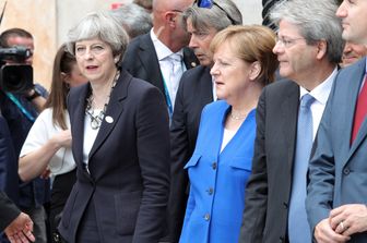 &nbsp;Theresa May, Angela Merkel, Paolo Gentiloni e Justin Trudeau al G7 di Taormina