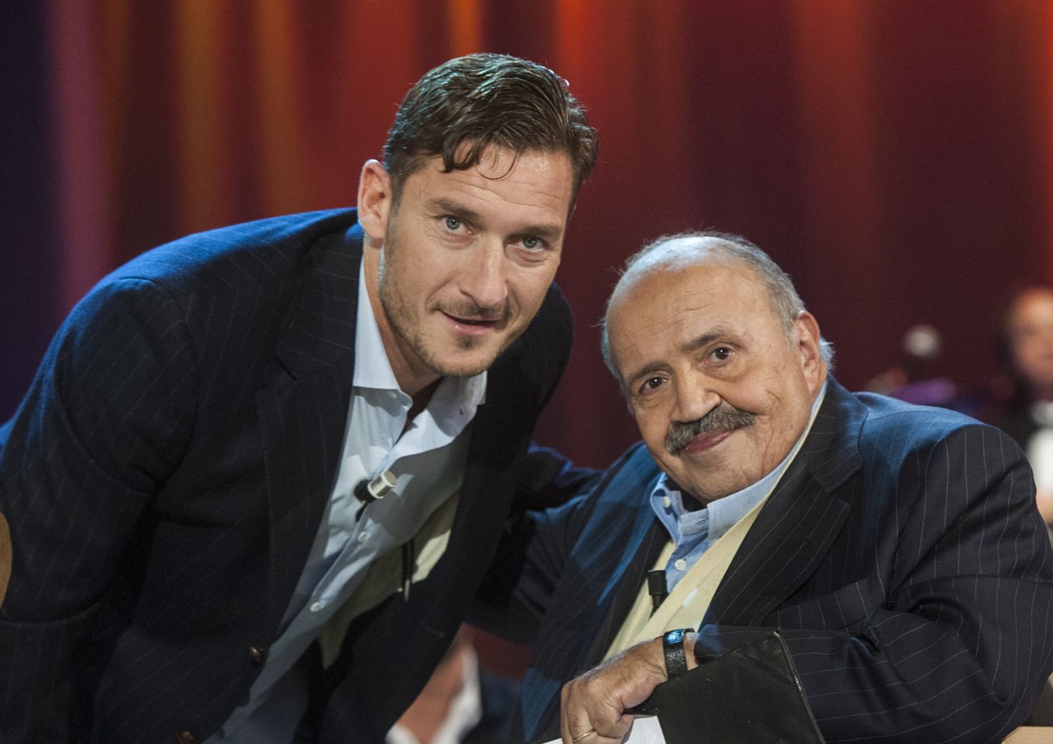 Francesco Totti e Maurizio Costanzo alla trasmissione "Maurizio Costanzo Show" (AGF)