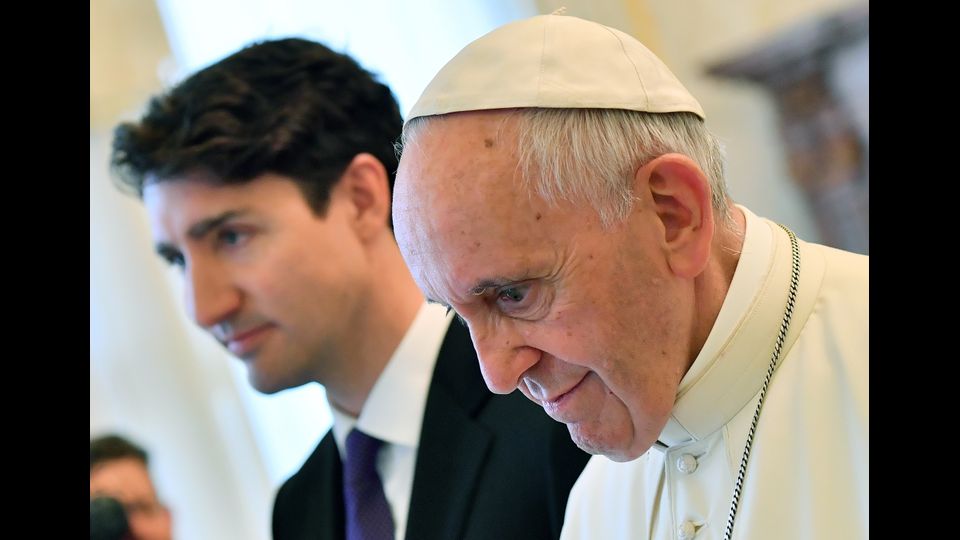 &nbsp;Trudeau con Papa Francesco (Afp)