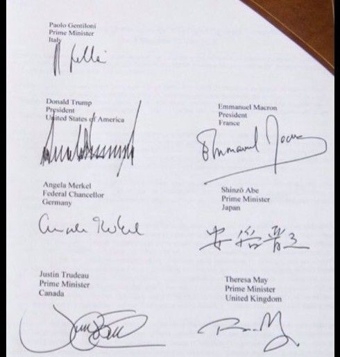 Firme leader G7 a Taormina