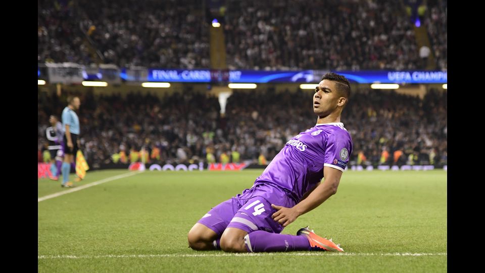 L'esultanza di Casemiro dopo aver segnato il secondo gol del Real Madrid (Afp)&nbsp;