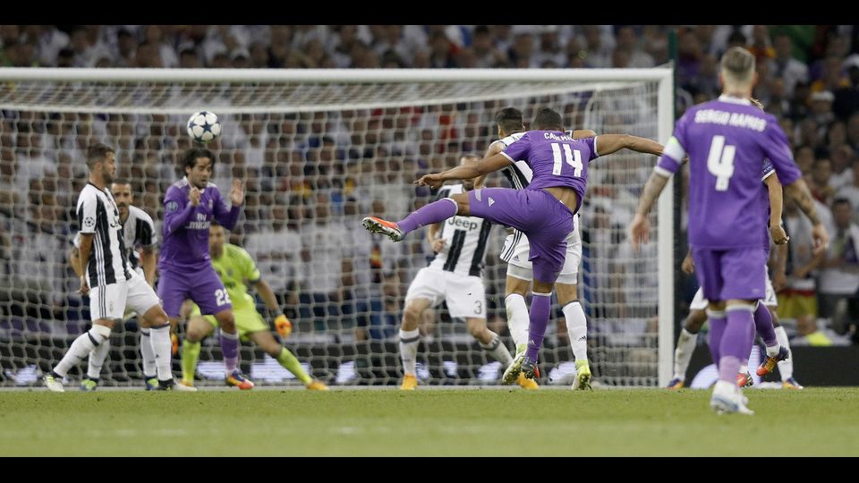 Il gol del brasiliano del Real Madrid Casemiro al 61' (Afp)&nbsp;