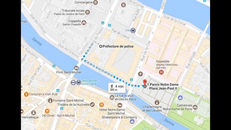 La distanza tra il luogo dell'assalto e il quartier generale della polizia