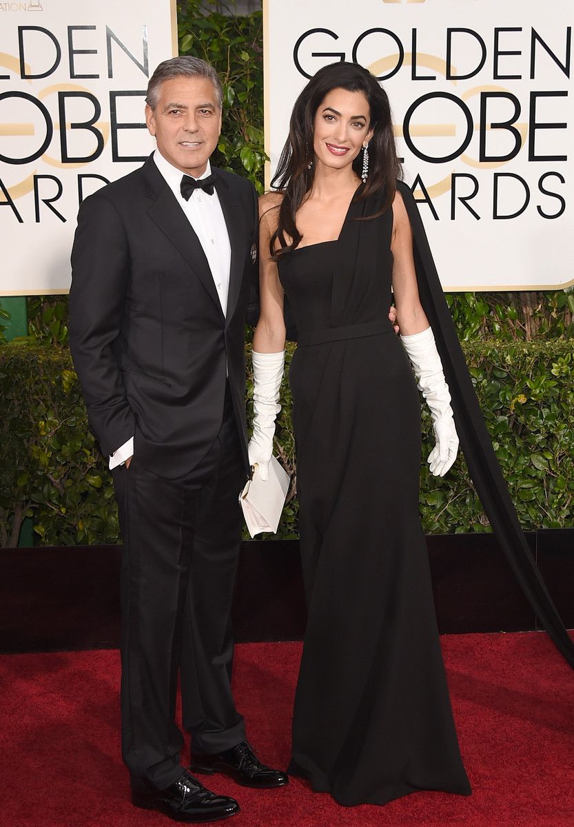 &nbsp;George Clooney e Amal Clooney partecipano al 72mo &nbsp;anniversario del Golden Globe a Beverly Hills, l'11 gennaio 2015 (Afp)