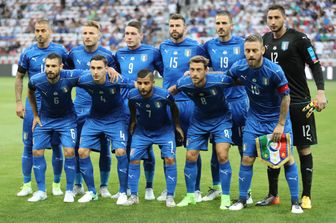 &nbsp;La formazione dell'Italia (Foto di VALERY HACHE / AFP)