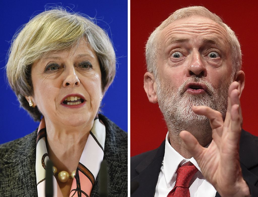 &nbsp;Theresa May e Jeremy Corbyn (Afp)