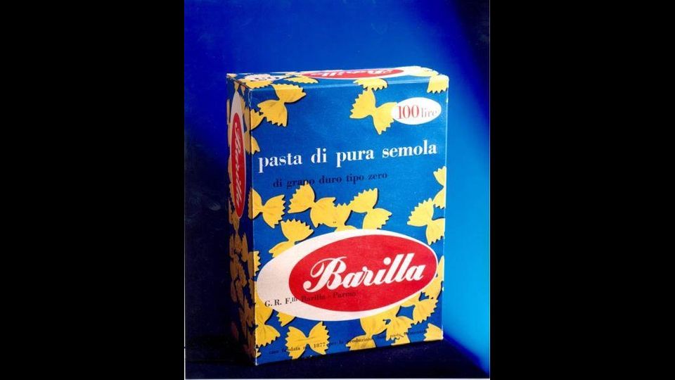 &nbsp;La prima confezione blu per la pasta Barilla,1956