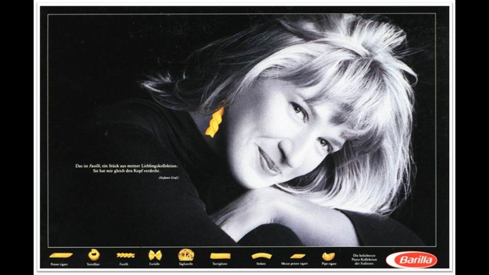 &nbsp;La tennista Steffi Graf testimonial della Barilla,1987