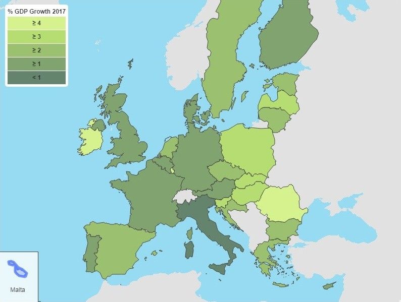 Previsioni Pil, grafico della Commissione europea