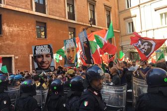 &nbsp;Proteste Casapound Italia Senato ius soli (foto Fb)